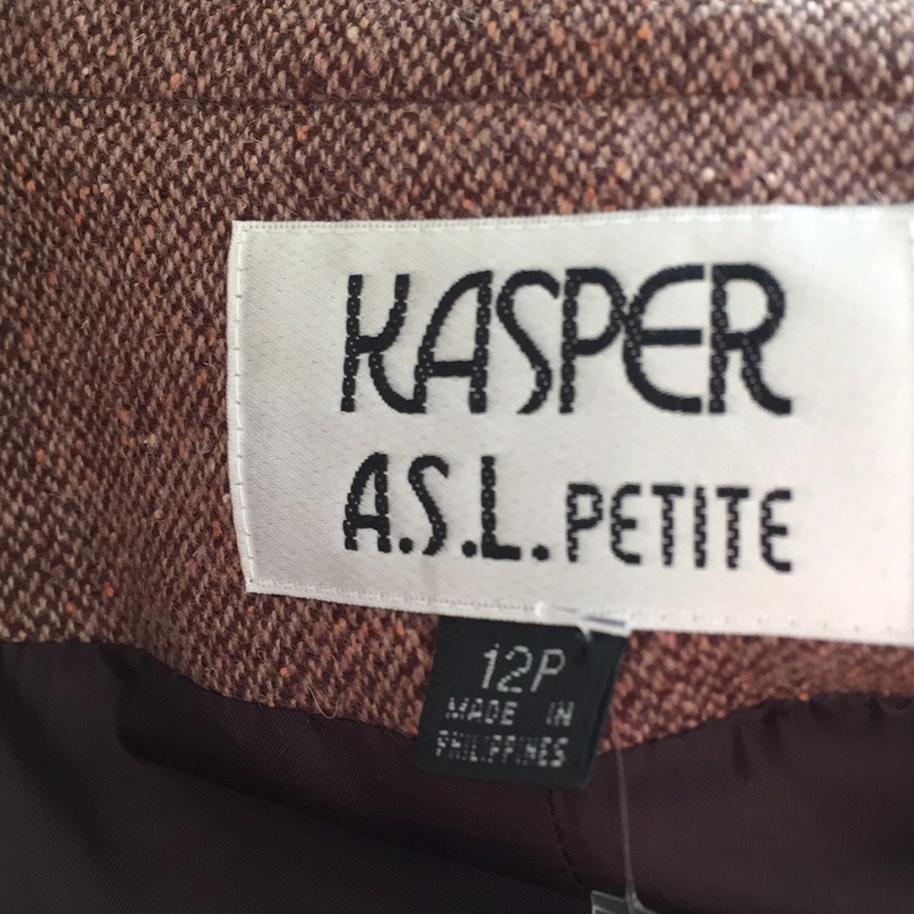 Vintage Kasper wool silk blended herringbone blazer - Picture 8 of 11